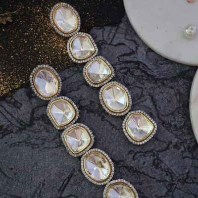 Sabyasachi Inspired Silver Plated Polki Earrings