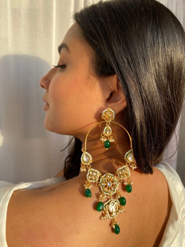 Sabyasachi Inspired Gold Plated Kundan Polki Earrings