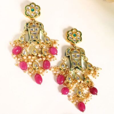 Sabyasachi Inspired Gold Plated Kundan Polki Earrings