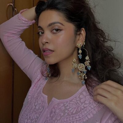 Gold Plated Kundan ChaandBali Earrings