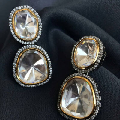 Victorian Uncut Polki Faux Diamond Earring