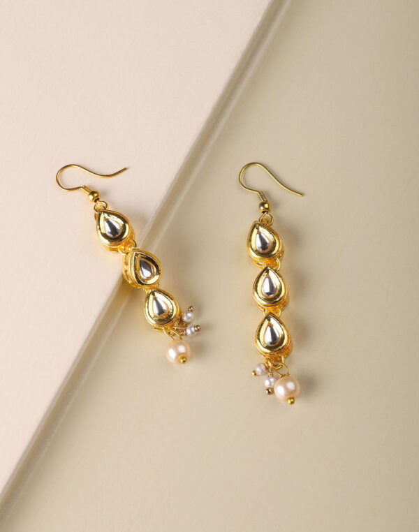 Dangler Earrings With Kundan Work In Mix Metal