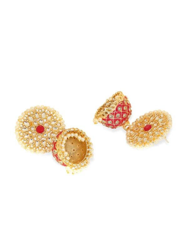 Dangler Earrings With Kundan Work In Mix Metal - Image 4