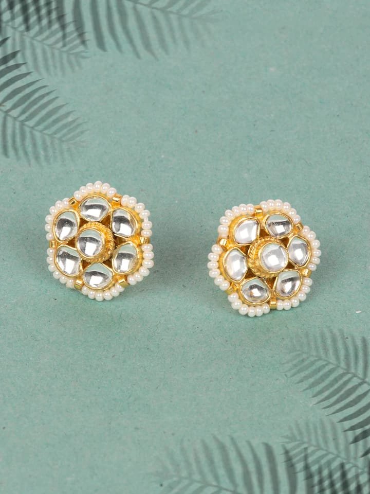 Gold Plated Traditional Jadau Kundan Earrings