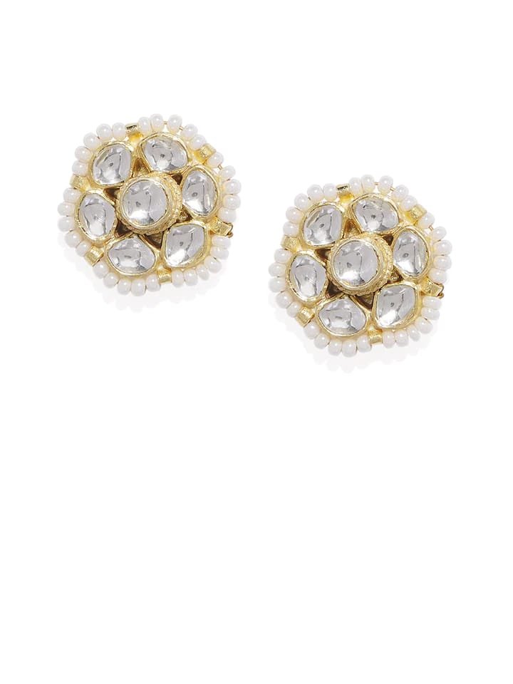 Gold Plated Traditional Jadau Kundan Earrings - Image 4