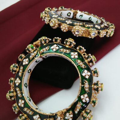 Royal Jadau Rajwadi Kada Bangles with Kundan Stones