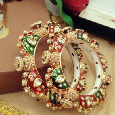 Royal Jadau Rajwadi Kada Bangles with Kundan Stones