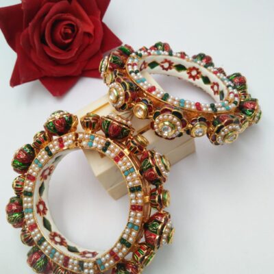 Royal Jadau Rajwadi Kada Bangles with Kundan Stones
