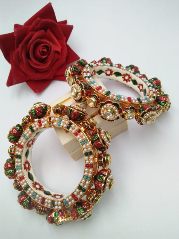 Royal Jadau Rajwadi Kada Bangles with Kundan Stones