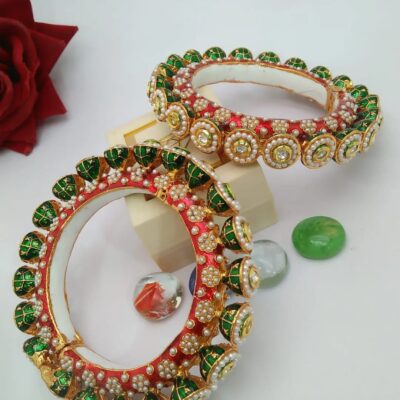 Royal Jadau Rajwadi Kada Bangles with Kundan Stones