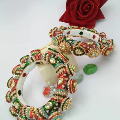 Royal Jadau Rajwadi Kada Bangles with Kundan Stones
