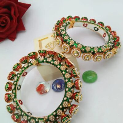 Royal Jadau Rajwadi Kada Bangles with Kundan Stones