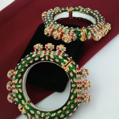 Royal Jadau Rajwadi Kada Bangles with Kundan Stones