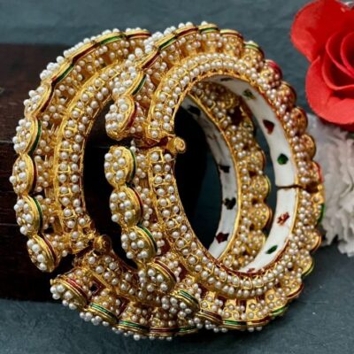 Bollywood Indian Style Enameled Bridal Jadau Rajwadi Gold Plated Wedding Bangles
