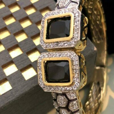 American Diamond Gold-Plated Bangle-Style Bracelet