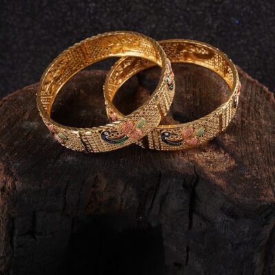Stunning Partywear Gold Tone Bangles (Set Of 2)