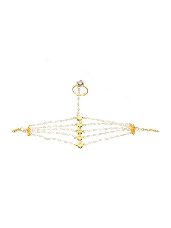 Gold Tone Adjustable Kundan Hathphool (Pack Of 2) - Image 4