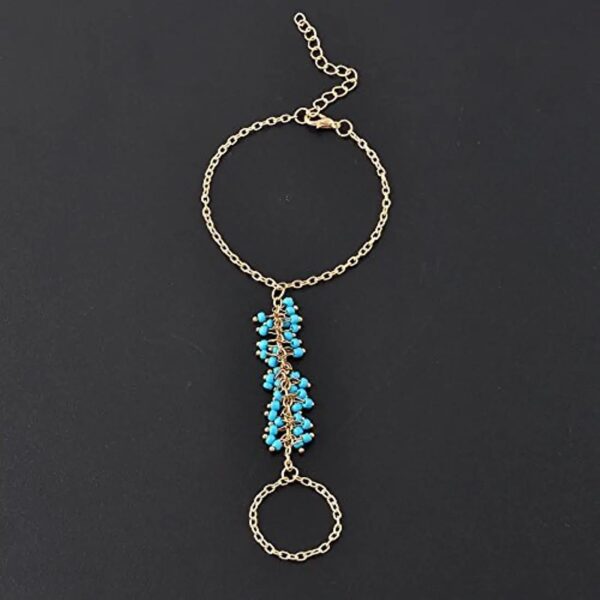 Gold Tone Adjustable Sky Blue Hathphool (Pack Of 2) - Image 2