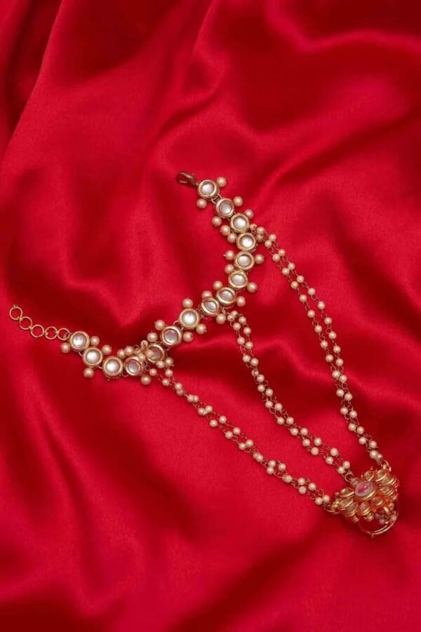 Gold Tone Adjustable Kundan Hathphool (Pack Of 2)