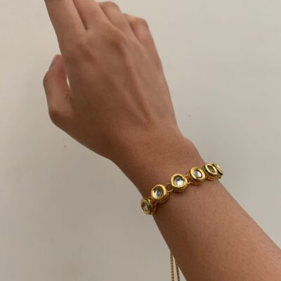 Gold Tone Adjustable Kundan Bracelet