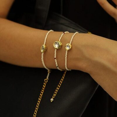 Beaded Kundan Bracelet (Pack Of 3)