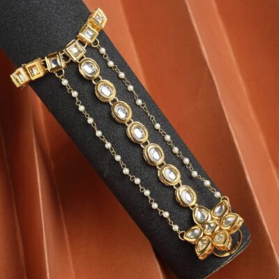 Beaded Kundan Hathphool (Pack Of 2)