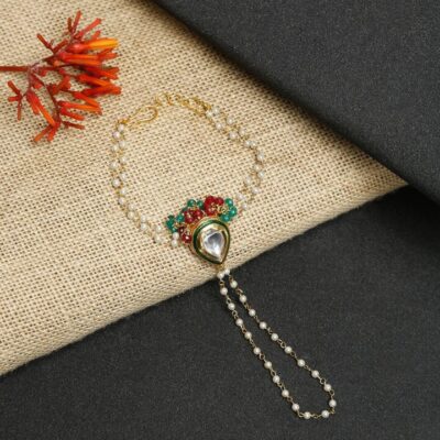 Beaded Kundan Hathphool (Pack Of 2)
