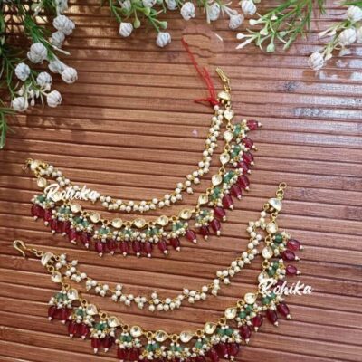 Kundan & Peral Ear Chain (Set Of 2)