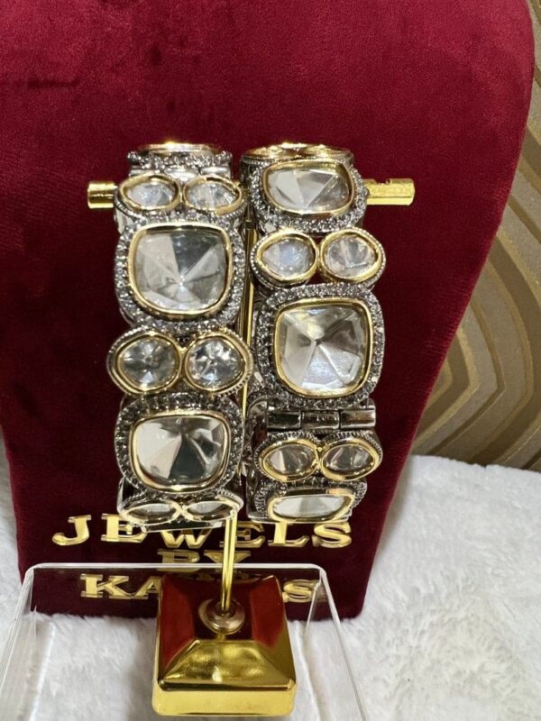 High End Premium Quality Sabyasachi Inspired Uncut Polki Foil Kundan openable Bracelet - Image 2