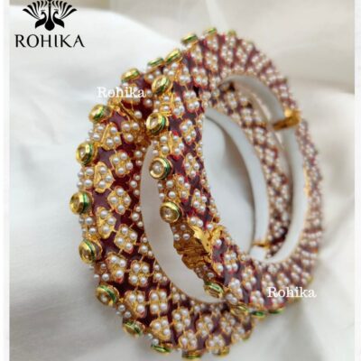 WHITE PEARL KUNDAN JADAU BANGLES
