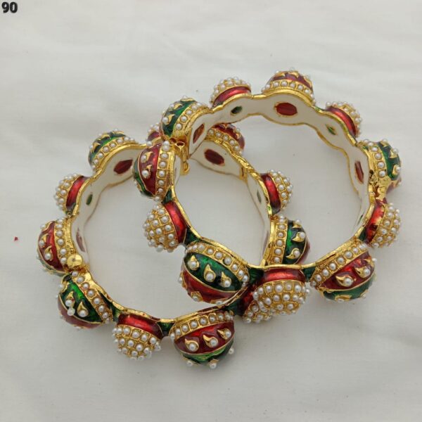 Gold Plated Bangle With Pearls