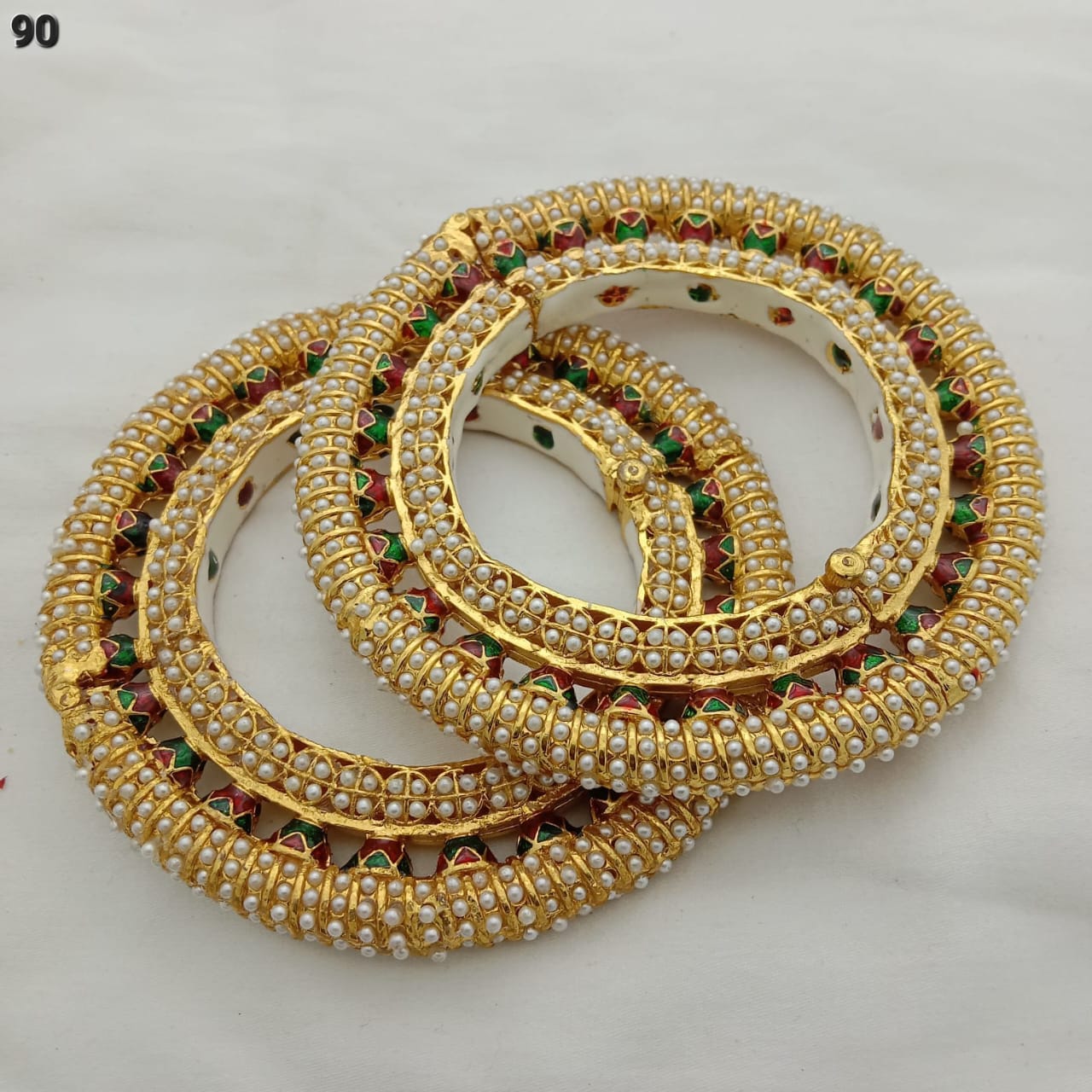 Handcrafted Rajwadi Meenakari Kundan Pachi Kundan studded Bangle