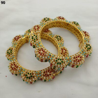 Gold Plated Bangle With Pearls