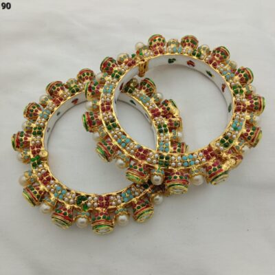 Handcrafted Rajwadi Meenakari Kundan Pachi Kundan studded Bangle