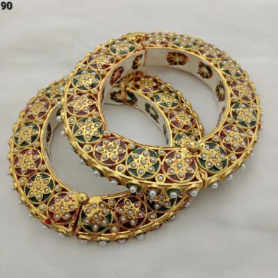 Handcrafted Rajwadi Meenakari Kundan Pachi Kundan studded Bangle