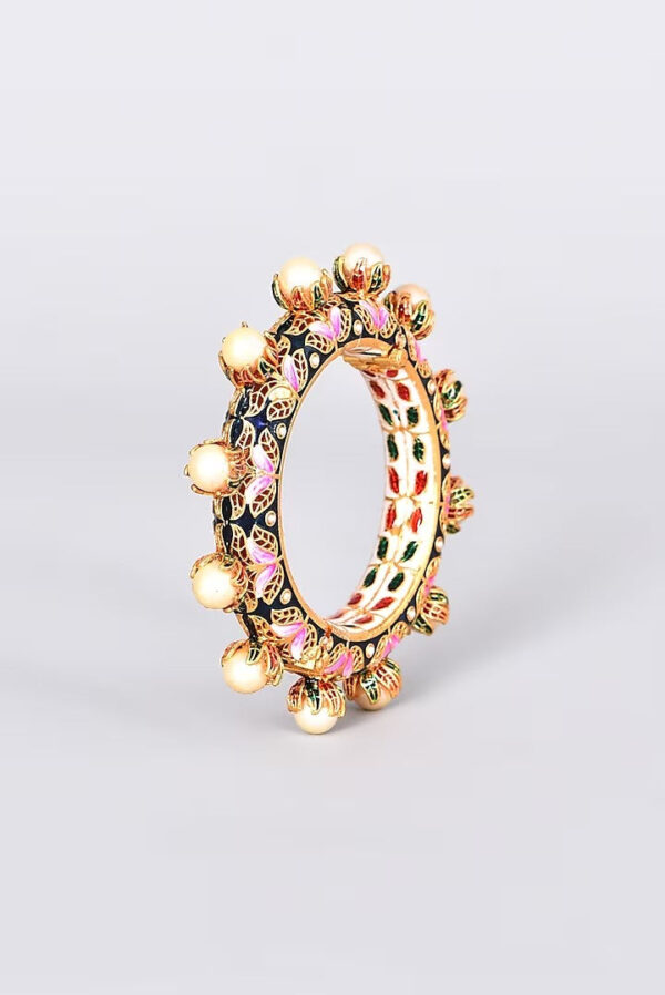 Gold Plated Bangle With Pearls