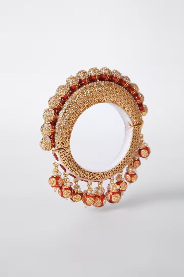 Gold Plated Bangle With Pearls
