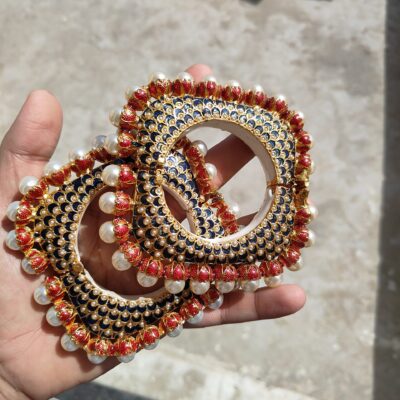 Traditional Multi Colour Beads Gold Plated Bangles