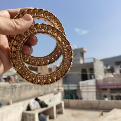 Traditional Multi Colour Beads Gold Plated Bangles