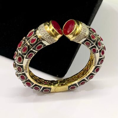 Pair of moissanite victorian dualtone bracelet