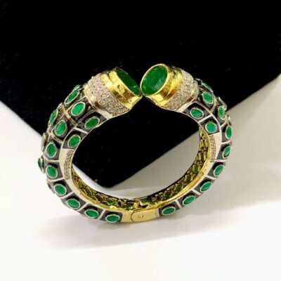 Pair of moissanite victorian dualtone bracelet
