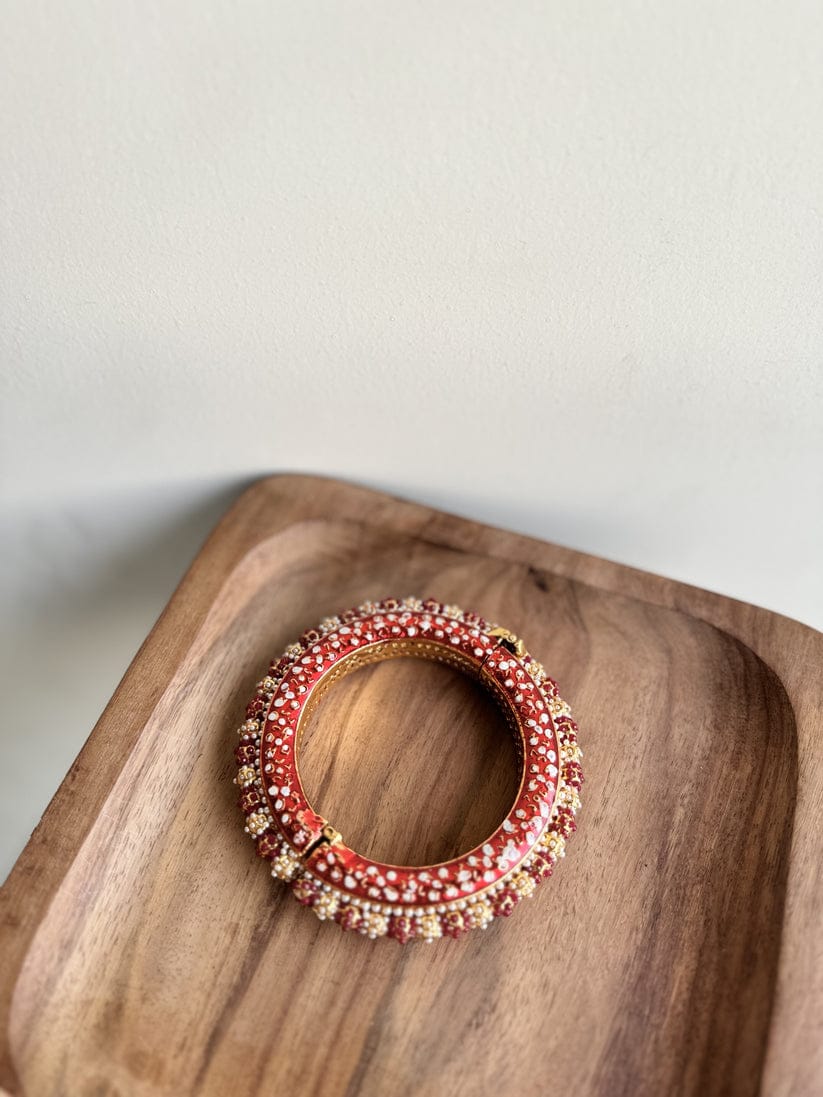 Traditional Multi Colour Beads Gold Plated Bangles - Image 3