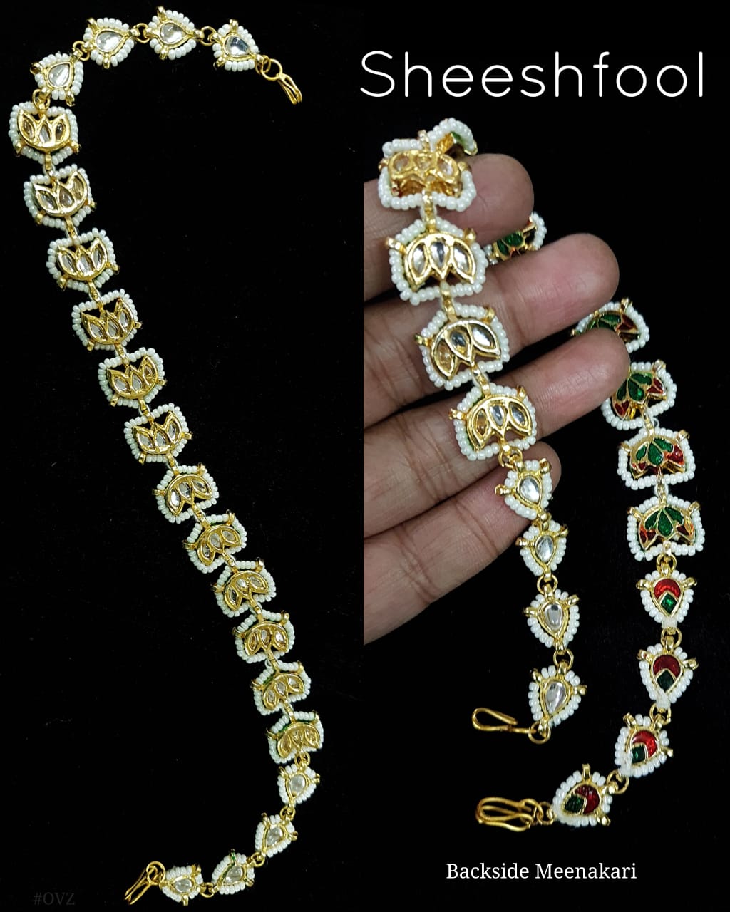 Gold-Plated Pearl & Kundan Studded Mathapatti
