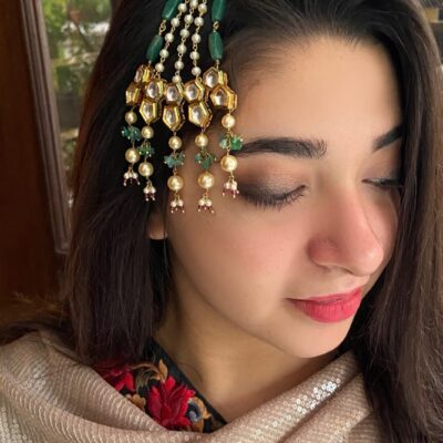 Gold Plated Green Emerald Kundan Passa Bridal Jhoomar Jewellery