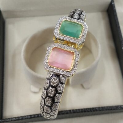 Pair of moissanite victorian dualtone bracelet