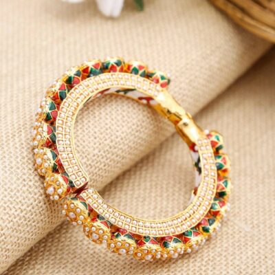 JADAU KUNDAN WITH MULTI STONE BIG BANGLE SET