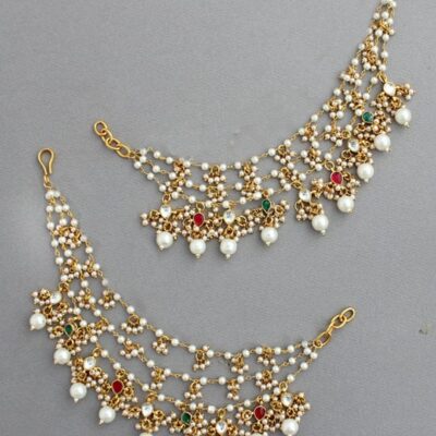 Gold Plated Jadau Kundan Polki Earchains