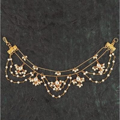 Gold Plated White Pearl Ear chains