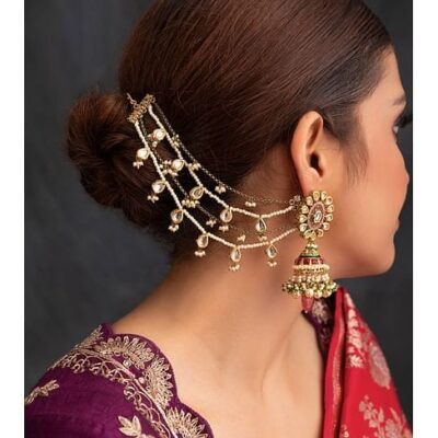 Gold Plated White Pearl Ear Chains