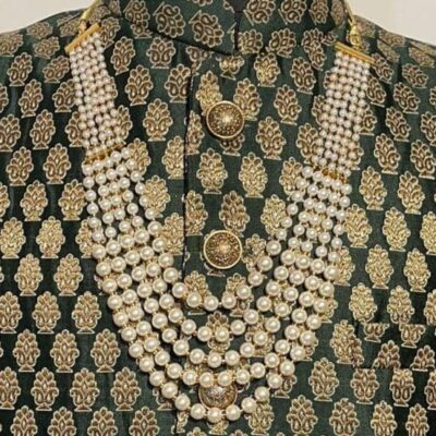Men's Gold-Plated White Layered Groom Necklace